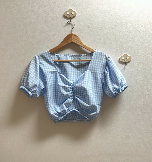 Áo caro rút ngực mẫu mới - Áo croptop nữ xinh xắn