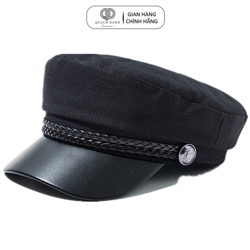 Mũ beret vành da QO ACCESSORIES thủy thủ phong cách Hàn Quốc MU11