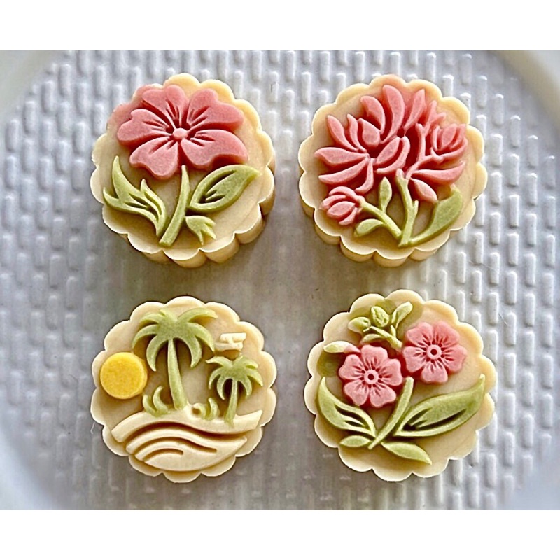 bộ khuôn bánh trung thu 50g hoa 4 mặt TT- 010