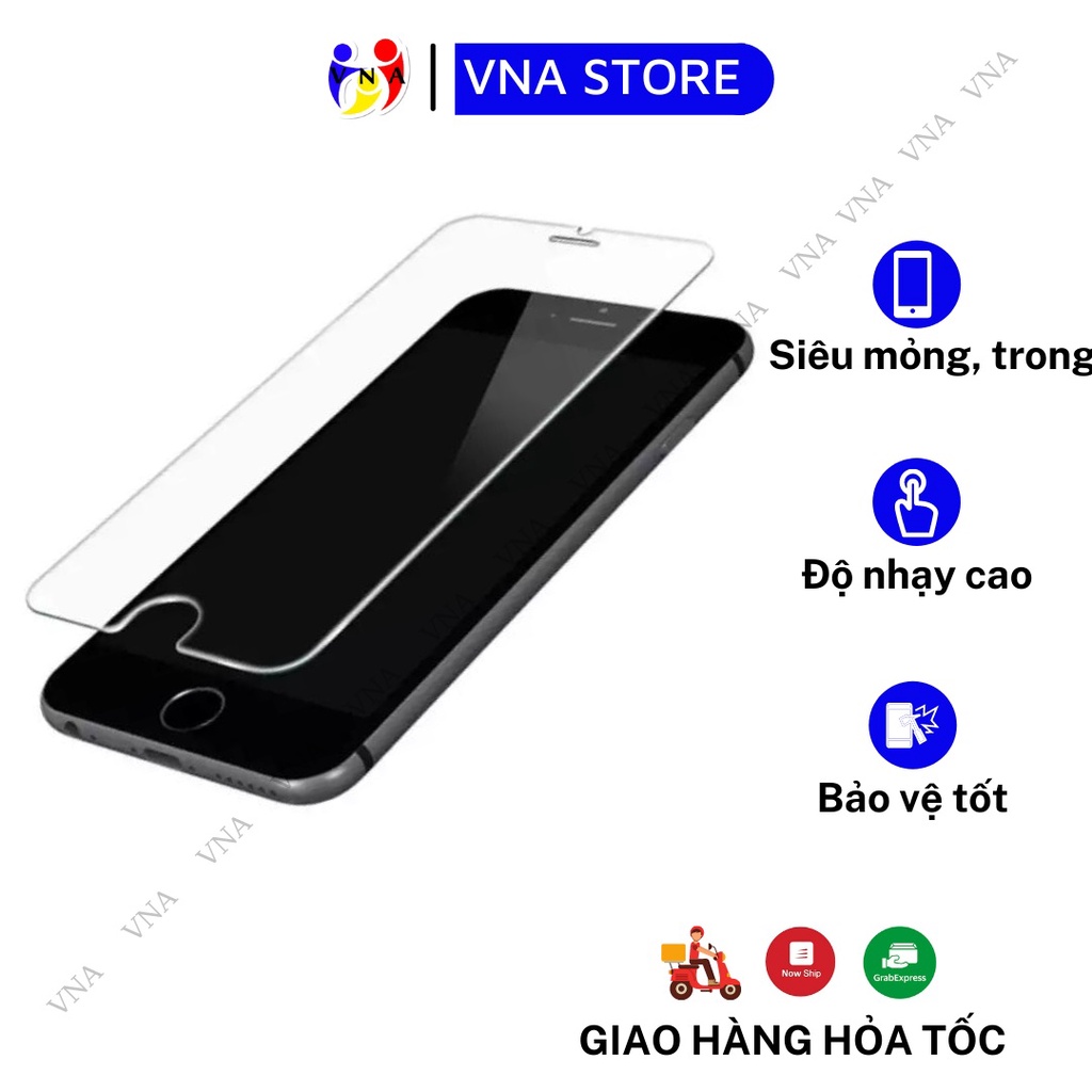 Kính cường lực ip siêu mỏng, trong, chống va đập, chống vỡ ip 5/6/7/8/X, độ cứng 9H 99D vát cạnh - VNA