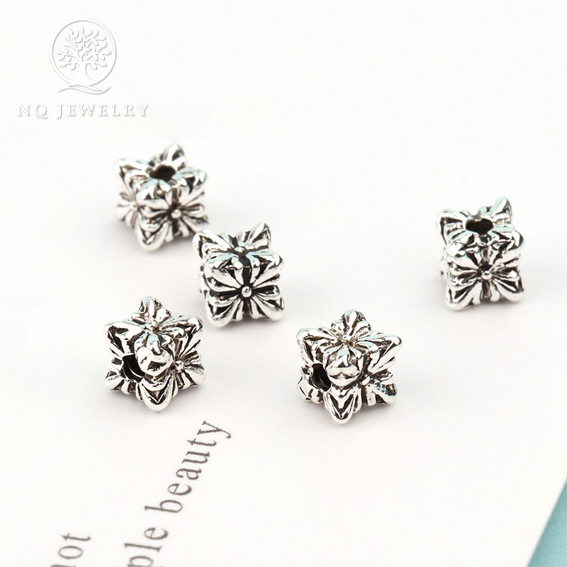 Combo 5 charm bạc chặn hình hoa 4.6*4.6mm - NQ Jewelry