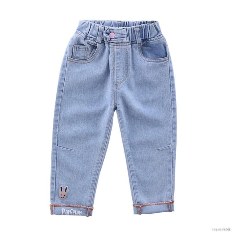 Quần Jeans Thiết Kế Lưng Cao Thời Trang Dành Cho Bé 1-7 Tuổi