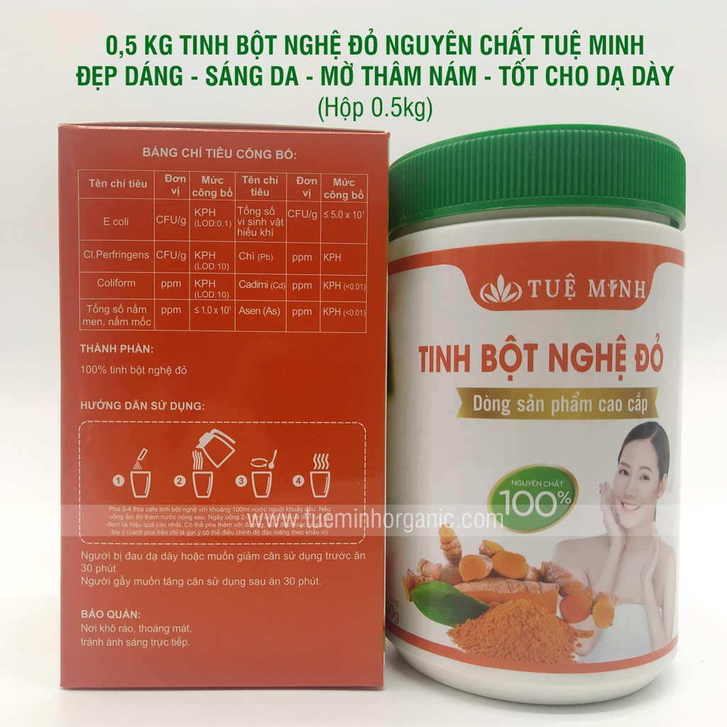 0,5 kg Tinh Bột Nghệ Đỏ Nguyên Chất Tuệ Minh/Đẹp_Dáng/Sáng_Da/Mờ Thâm_Nám/Tốt_Cho_Dạ_Dày