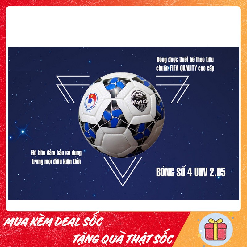 Bóng Động Lực UHV 2.05 SỐ 4 - Quả bóng đá tập luyện đạt chuẩn FIFA, có kèm kim bơm và lưới