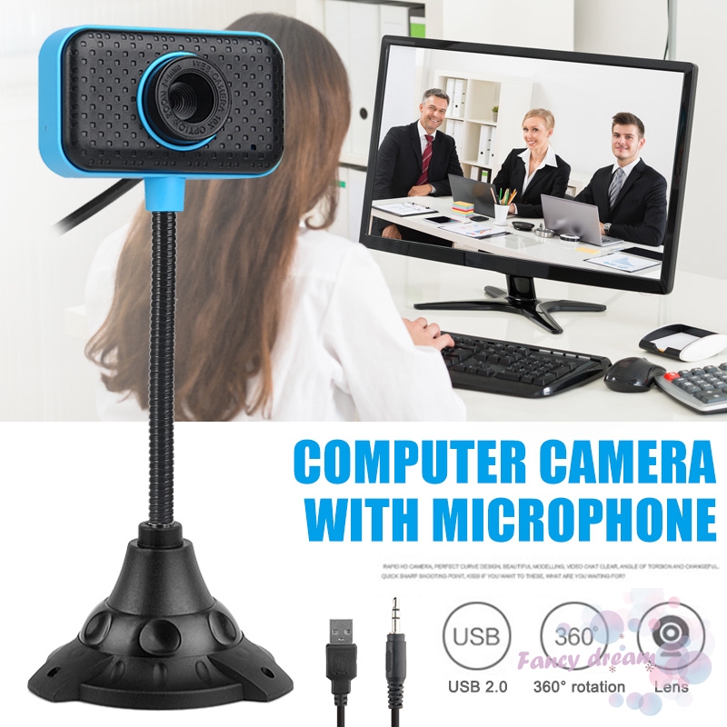 Webcam máy tính 30FPS USB 2.0 HD có micro và kẹp cố định tiện lợi