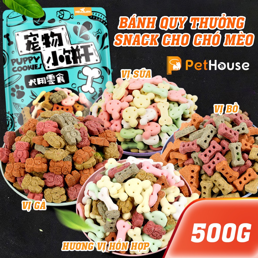 Bánh quy vị sữa,gà,bò (snack, bánh thưởng) cho chó mèo (500g(
