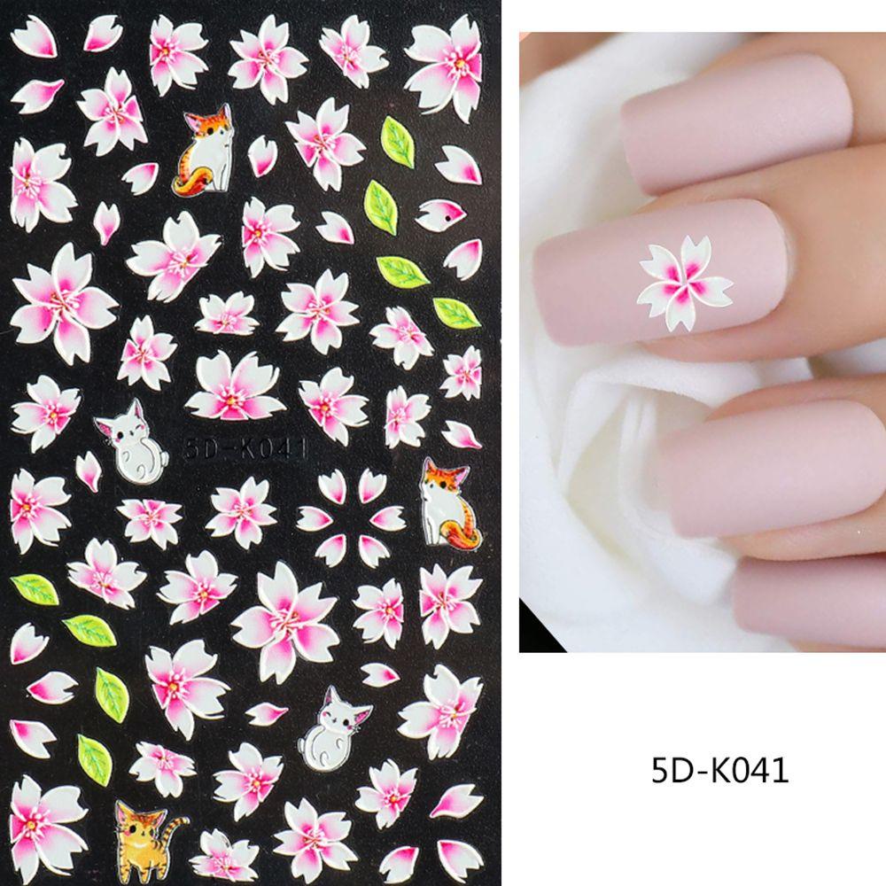 Miếng Dán Trang Trí Móng Tay 5D Họa Tiết Hoa Anh Đào Xinh Xắn