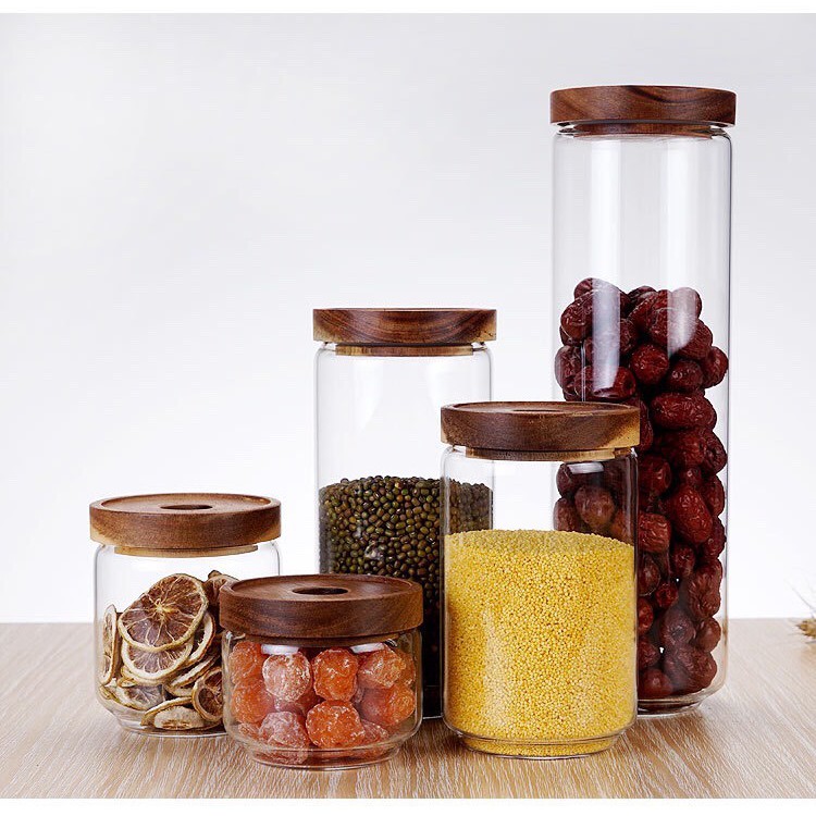 Hũ thủy tinh nắp gỗ Cao cấp