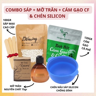 Combo triệt lông sáp wax cao cấp, mỡ trăn n’store, cám gạo cf và chén nấu sáp silicon