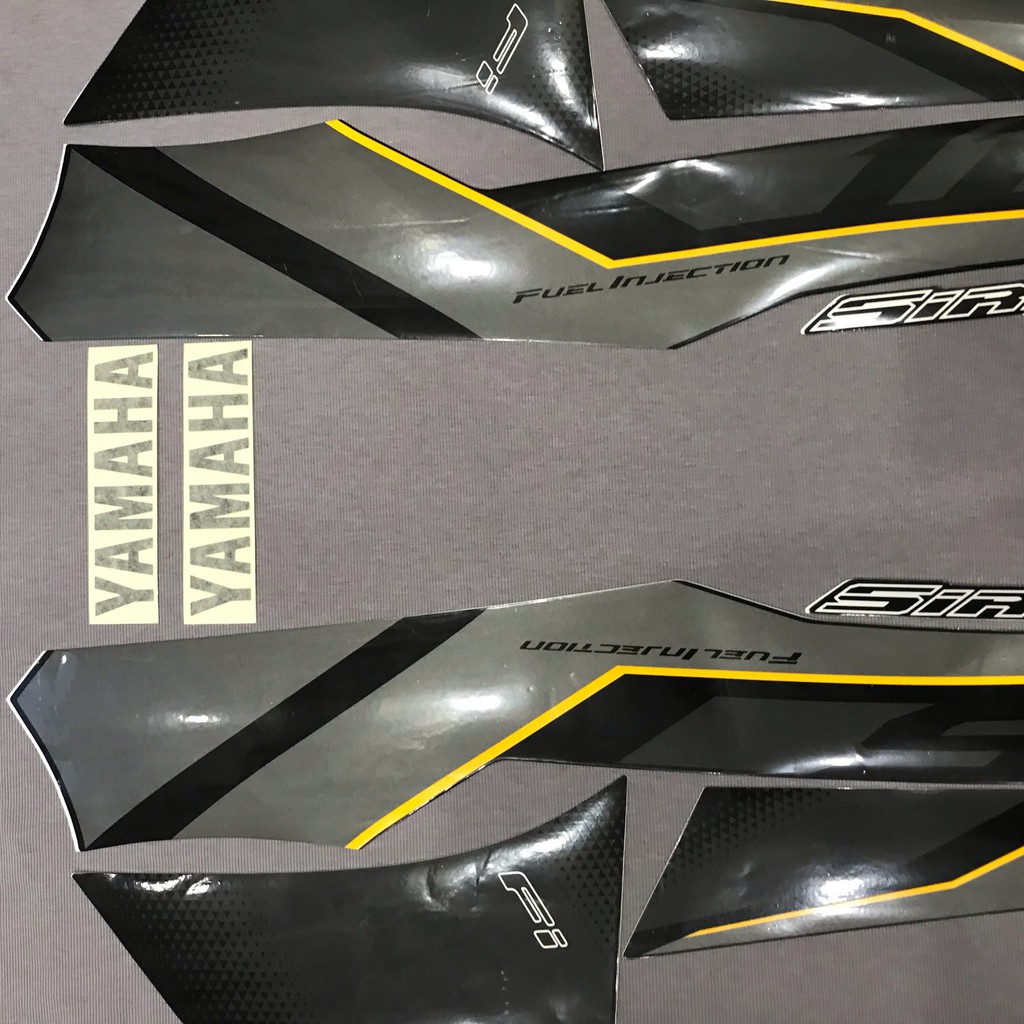 Nguyên bộ tem rời 3 lớp zin thái dán xe máy Yamaha sirius Fi 2018 2019 màu xám đen