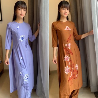 ĐỒ LAM ĐI CHÙA # THUN ÁO DÀI SEN VẼ