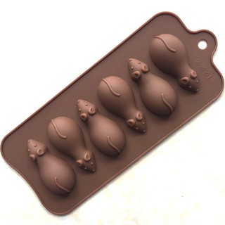 HCM - Khuôn silicon con chuột 6 ô đổ socola rau câu kẹo dẻo