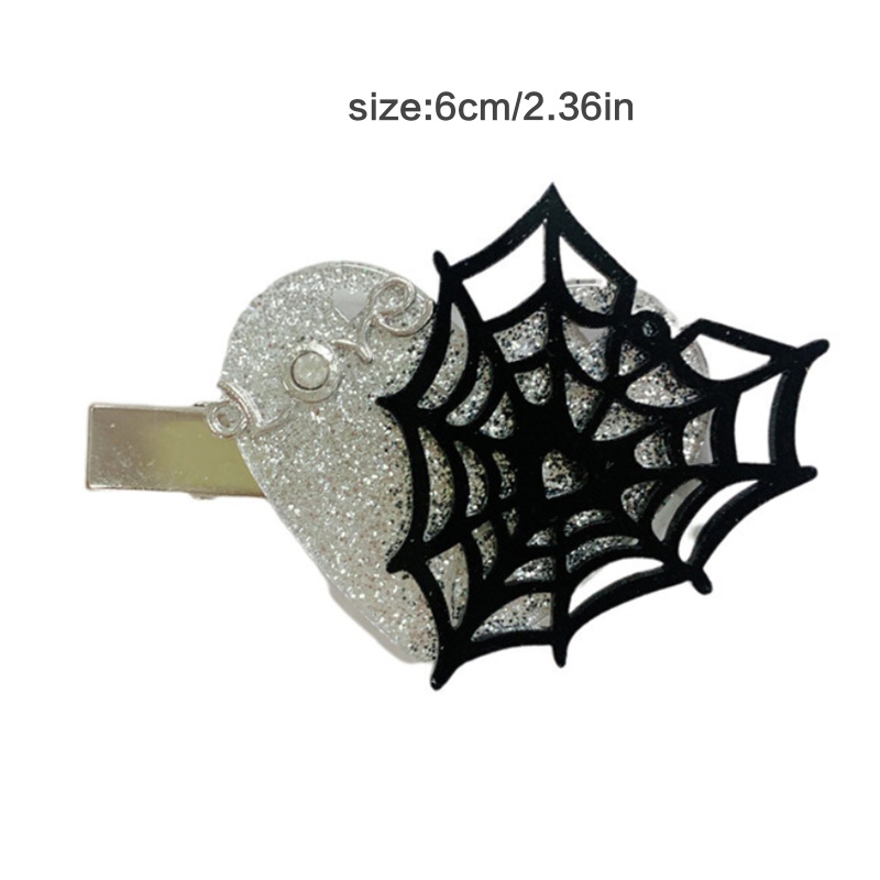 Kẹp Tóc Mạng Nhện Hình Trái Tim Halloween