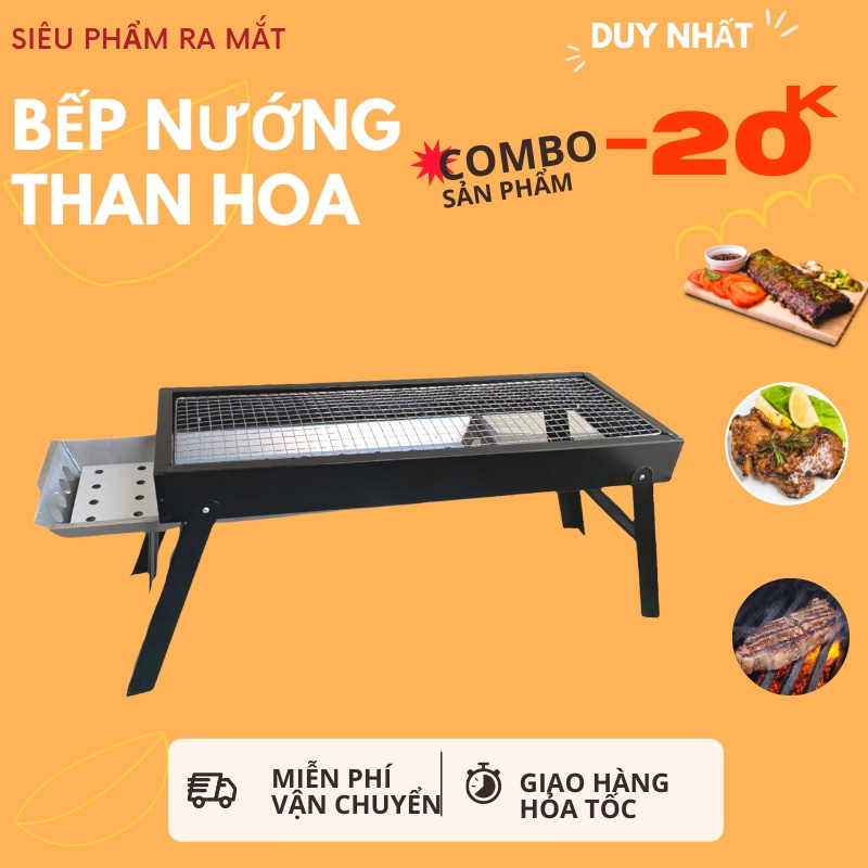 Bếp nướng than hoa BBQ ngoài trời cao cấp, Ưu điểm bếp nướng than hoa không khói, inox không gỉ, dễ dàng sử dụng