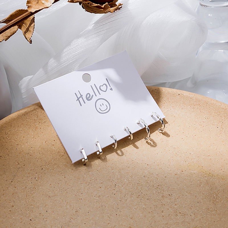 Bông Tai Kim Loại Hình Chữ C/Vuông/Tròn Nhỏ Dạng Xoắn Không Phai Màu Cho Nữ