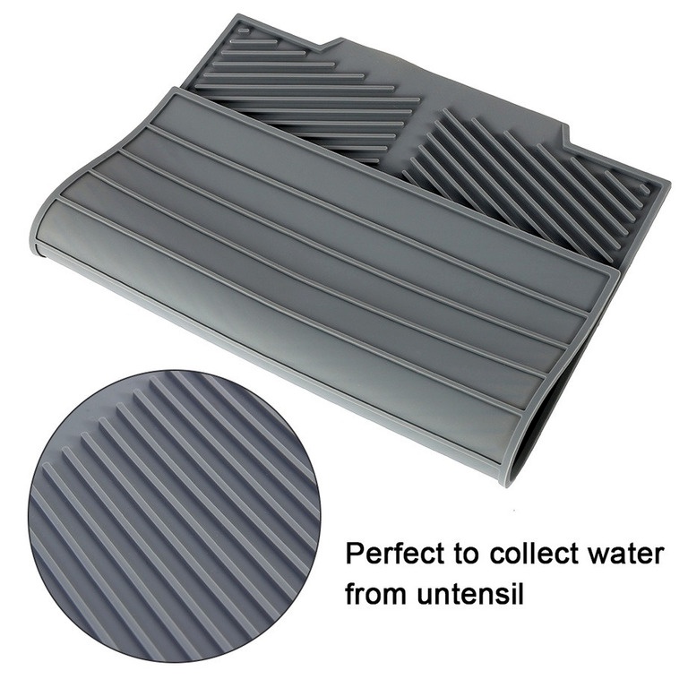 1 Thảm Silicone Phơi Khô Chén Dĩa Ráo Nước Hình Chữ Nhật Chống Trượt Cách Nhiệt
