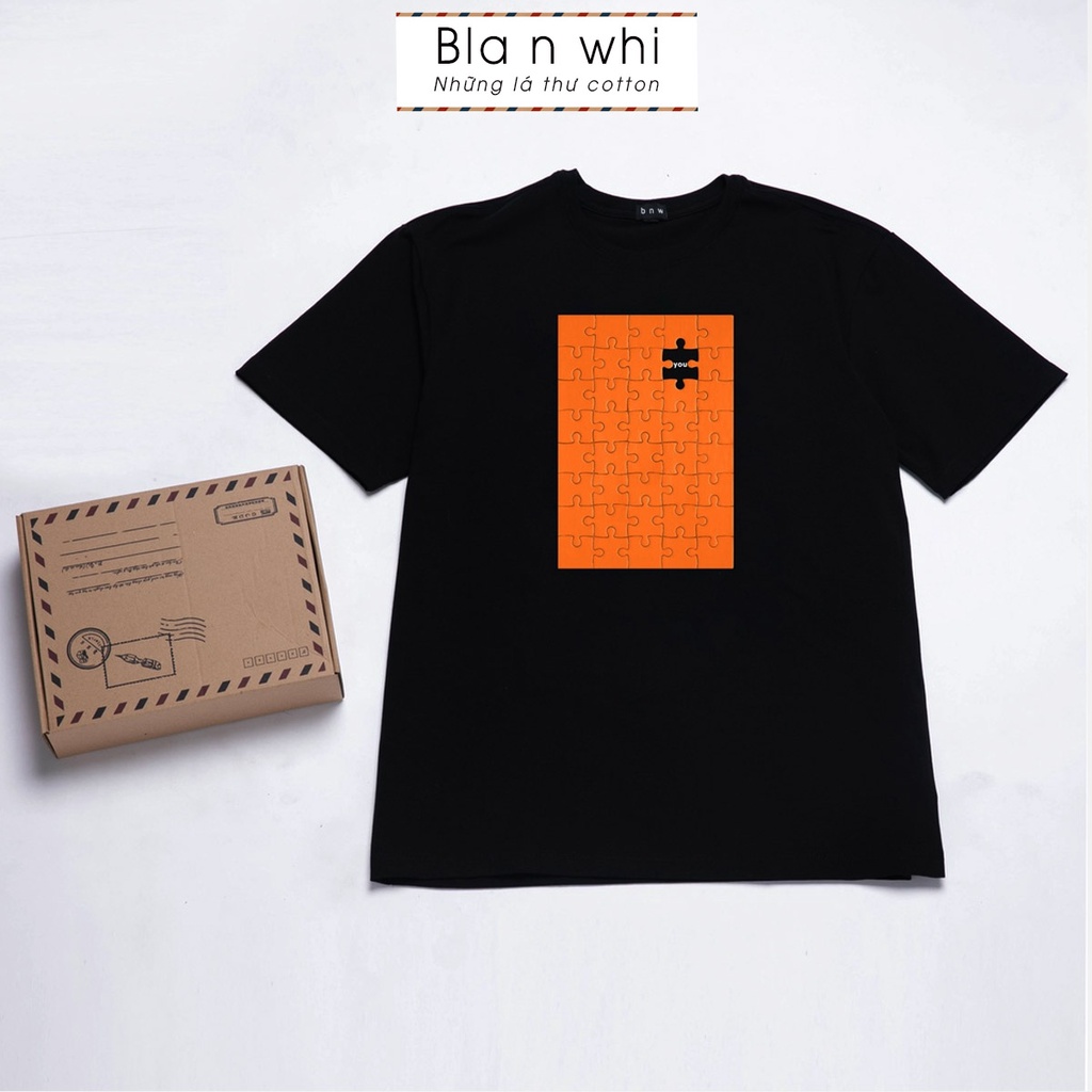 Áo thun cotton BNW in hình Mảnh Ghép dáng Unisex form rộng basic cho cặp đôi
