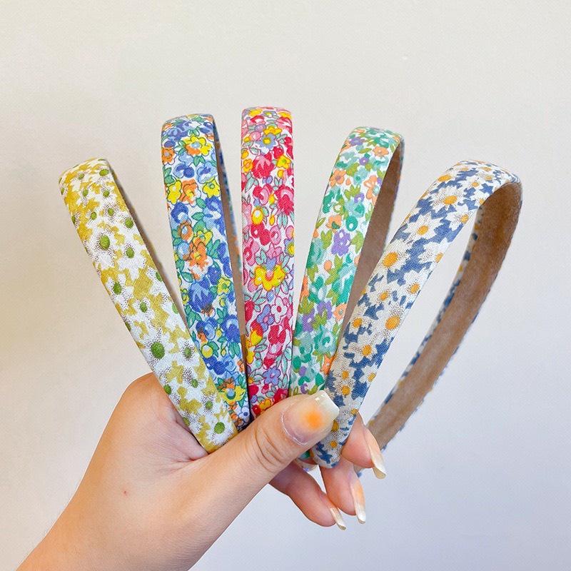CX04 cài tóc băng đô bờm tóc nữ vải họa tiết caro hoa trơn màu pastel xinh xắn đơn giản
