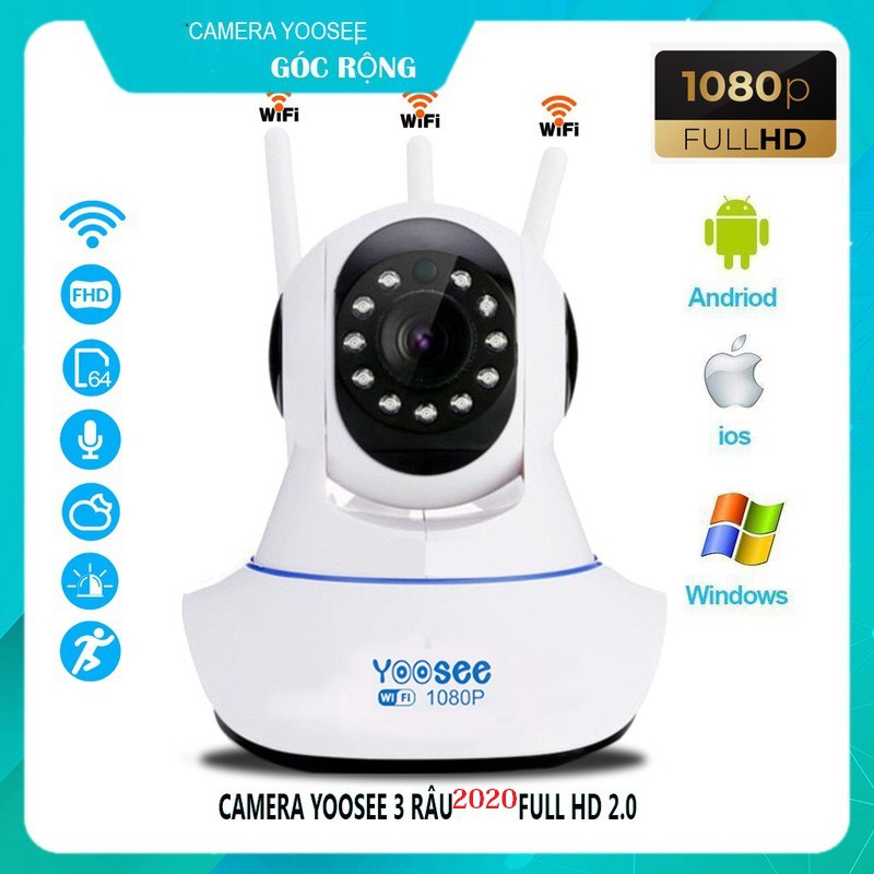 Camera ip Yoosee 3 râu Siêu nét/ Carecam 3 anten 2.0MP