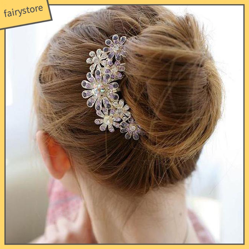 Kẹp tóc hình hoa đính đá kiểu dáng thời trang cho nữ