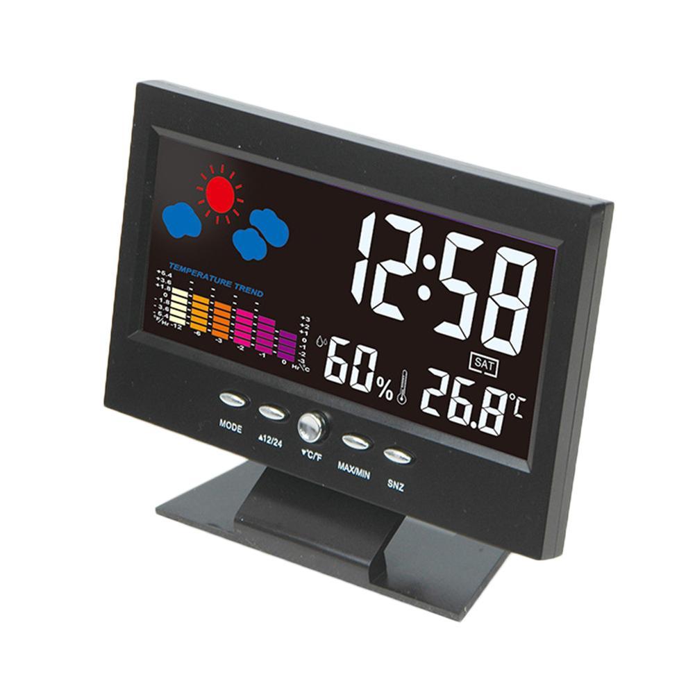 Đồng Hồ Báo Thức Có Màn Hình Lcd Hiển Thị Nhiệt Độ Và Độ Ẩm Z2j3