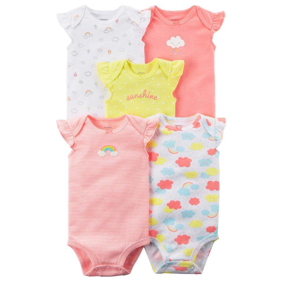 Set 5 bodysuit body chip hàng xuất dư (Mẫu ngẫu nhiên) cho bé trai bé gái