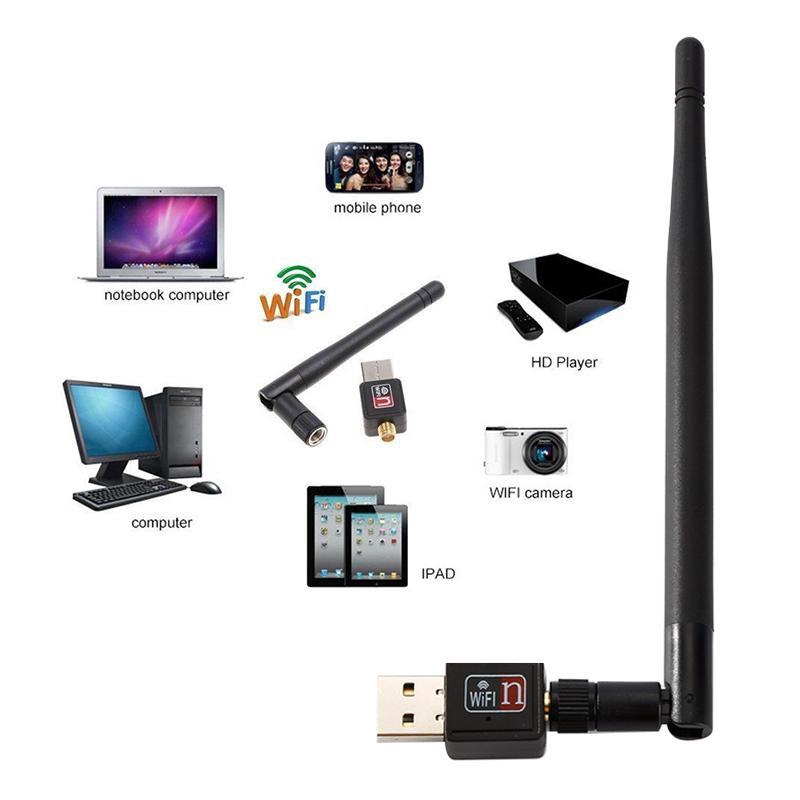 Bộ thu sóng wifi cực mạnh có ăng ten dành cho PC và laptop 802N (Đen)