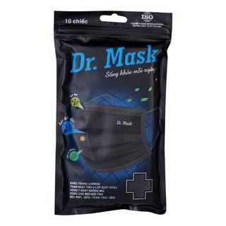 Gói 10 Khẩu trang Dr Mask than hoạt tính 7 ngày không hôi 4 lớp