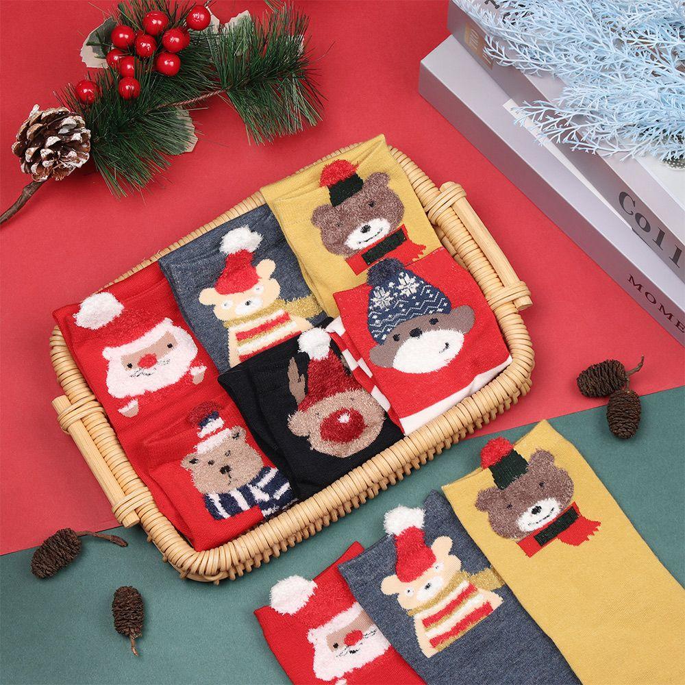 Vớ Cotton Dày Dặn Giữ Ấm Họa Tiết Ông Già Noel Cho Bé