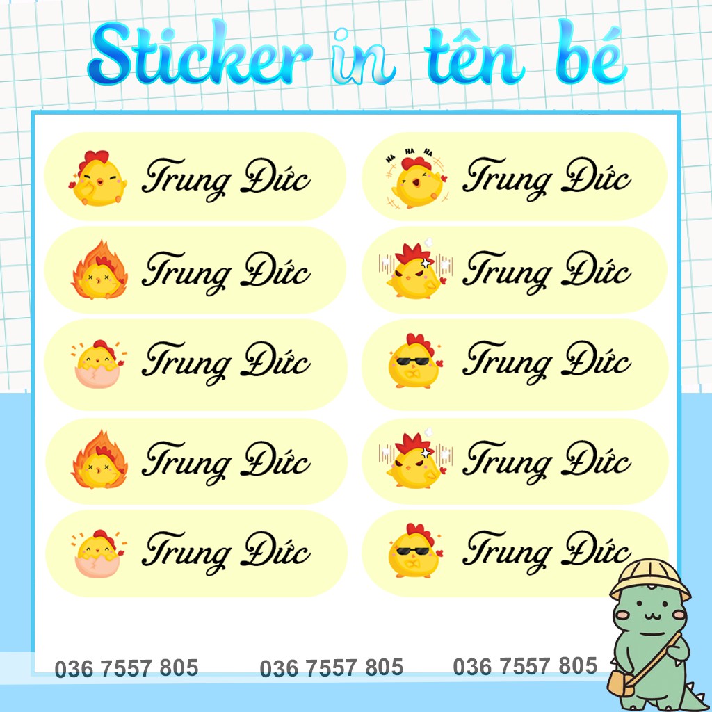 Sticker Dán In Tên Bé theo yêu cầu - dán đồ dùng học tập cho học sinh - in tên bé theo yêu cầu - giá rẻ nhất năm 2020