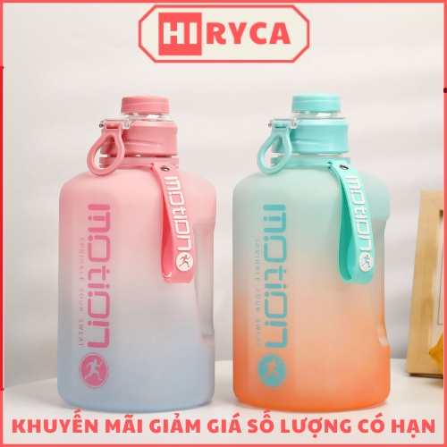 Bình nước tập gym, bình đựng nước thể thao cute đẹp bằng nhựa 2 lít 2 và 1 lít 5 HI.RYCA BN_Gop2.2