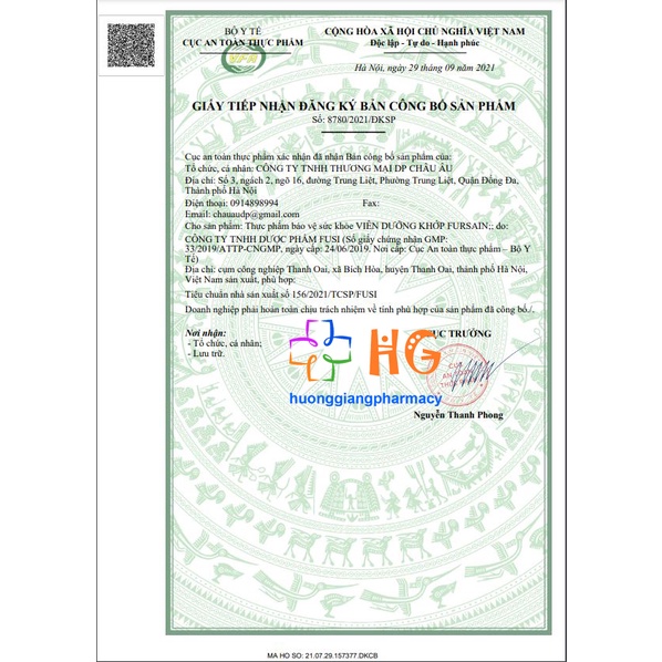 Viên dưỡng khớp Fursain Giúp giảm thoái hóa đốt sống cổ đau nhức xương khớp vôi hóa cột sống mỏi khớp khô khớp Hộp 50 Vi