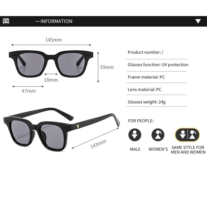 Kính Mát Gọng Vuông Trong Suốt Phong Cách retro Cho Nam Và Nữ