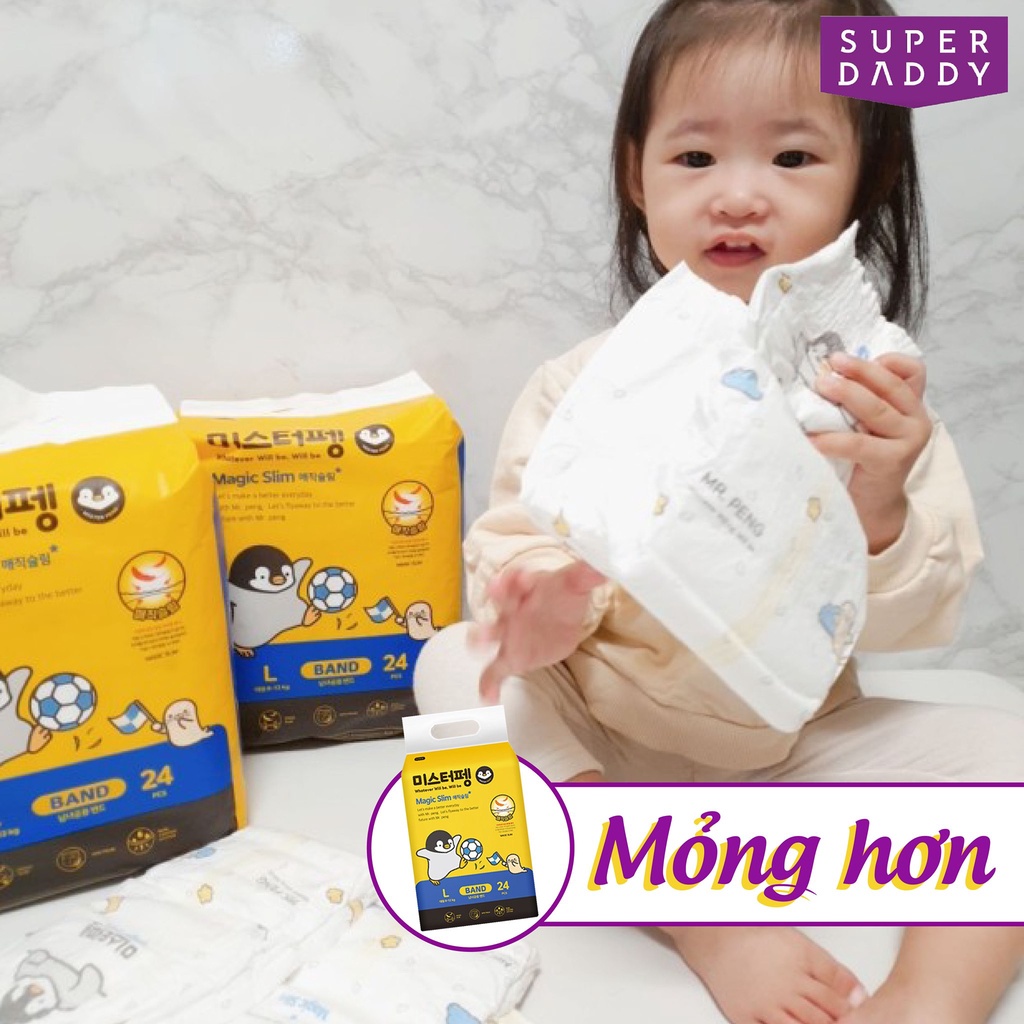 ⚡QUÀ HẤP DẪN⚡ Bỉm/Tã/Tả SUPER DADDY HÀN QUỐC Dán/Quần Đủ Size M28/L24/XL20/XXL18