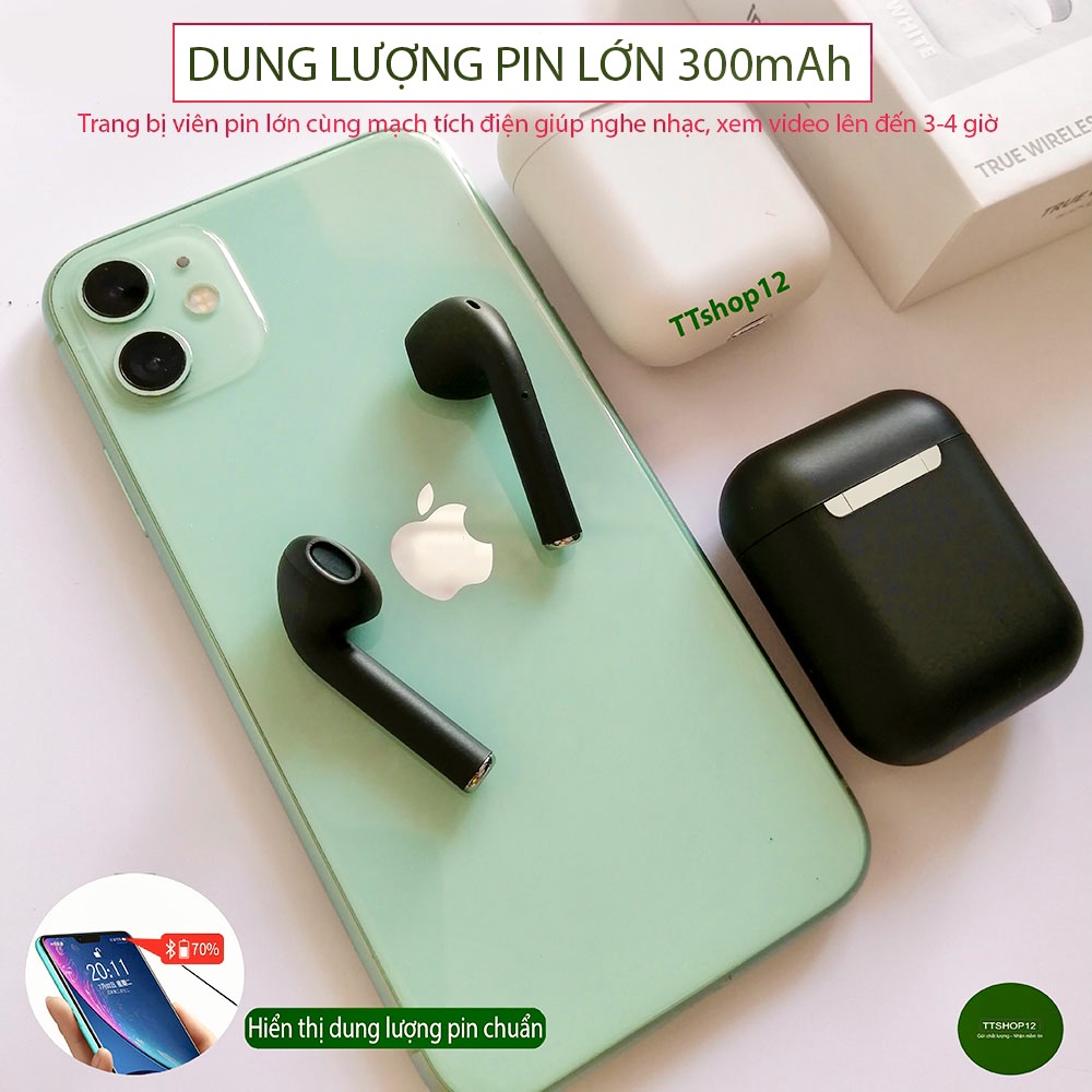 Tai nghe bluetooth InPods 12 chính hãng âm Superbass chống nước IPX4 cảm biến vân tay 1 chạm nghe nhạc siêu hay