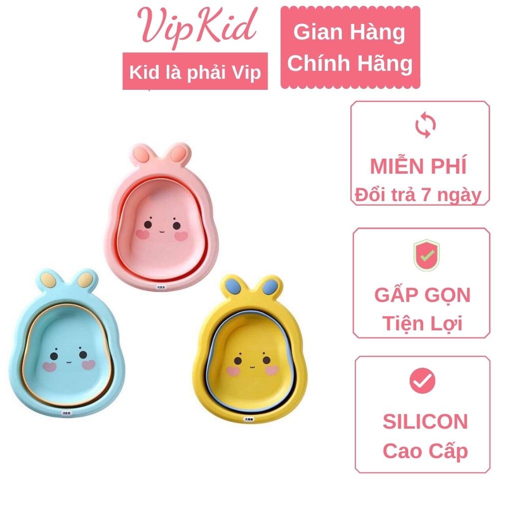 Chậu rửa mặt cho bé gấp gọn họa tiết ong, gấu, khủng long chất liệu silicon cao cấp thông minh, tiện lợi - VIPKID