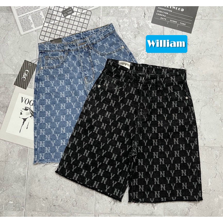 Quần jean ngố nữ loang màu ống rộng vải jean denim hoạ tiết đẹp William - AT164