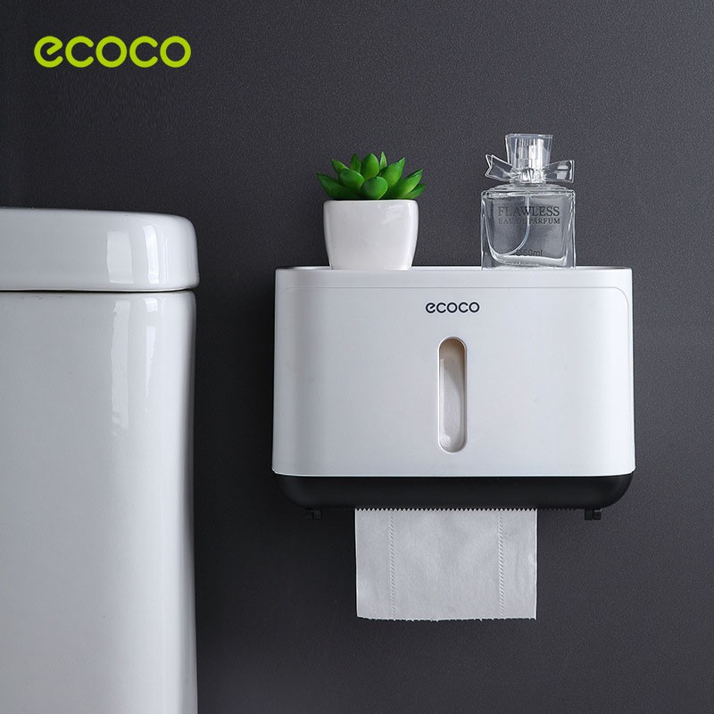 Kệ đựng giấy vệ sinh chống nước - Hộp đựng khăn giấy - Không cần khoan đục - Ecoco E1807