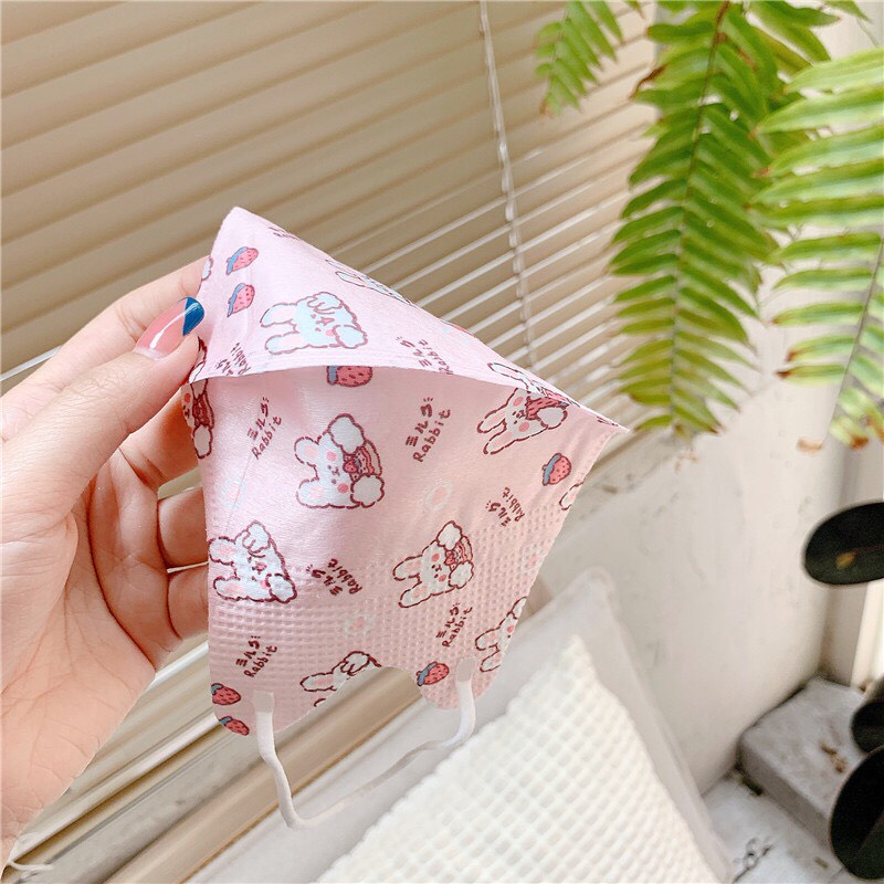Set 10 chiếc Khẩu trang 3D in hình mới nhất hoạt tiết hoạt hình gấu cute Pandinee KT03