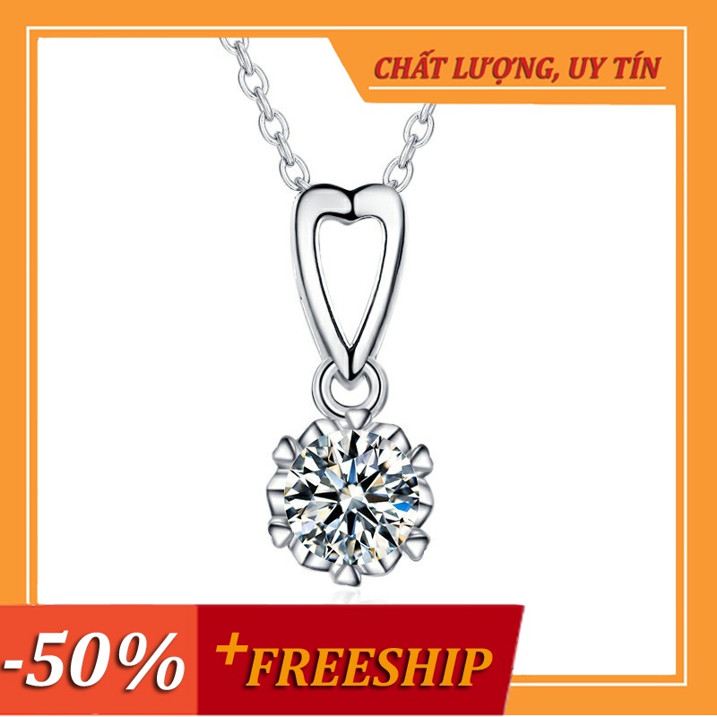 Dây chuyền bạc nữ 💎FREESHIP💎 chất liệu bạc Ý 925 cao cấp, có chứng nhận đá Moissanite +Tặng kèm đôi bông tai Hàn Quốc
