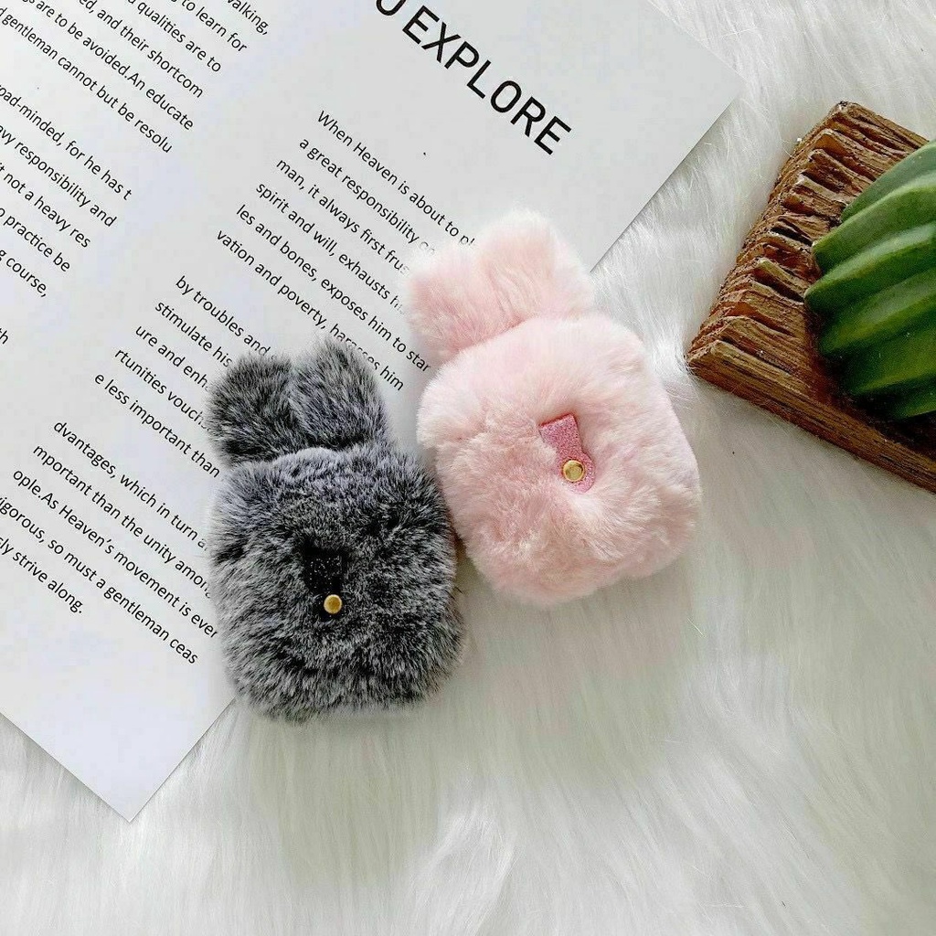 Vỏ Bảo Vệ Hộp Sạc Tai Nghe AirPods Pro Bằng Lông Thỏ Nhân Tạo Thiết Kế Hoạt Hình