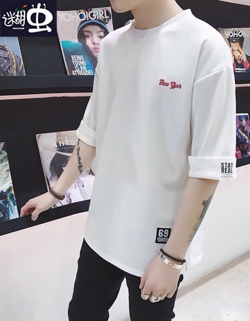 _Áo thun from rộng _ tay lửng | chất Thái | in " new york " | BigBuy360 - bigbuy360.vn