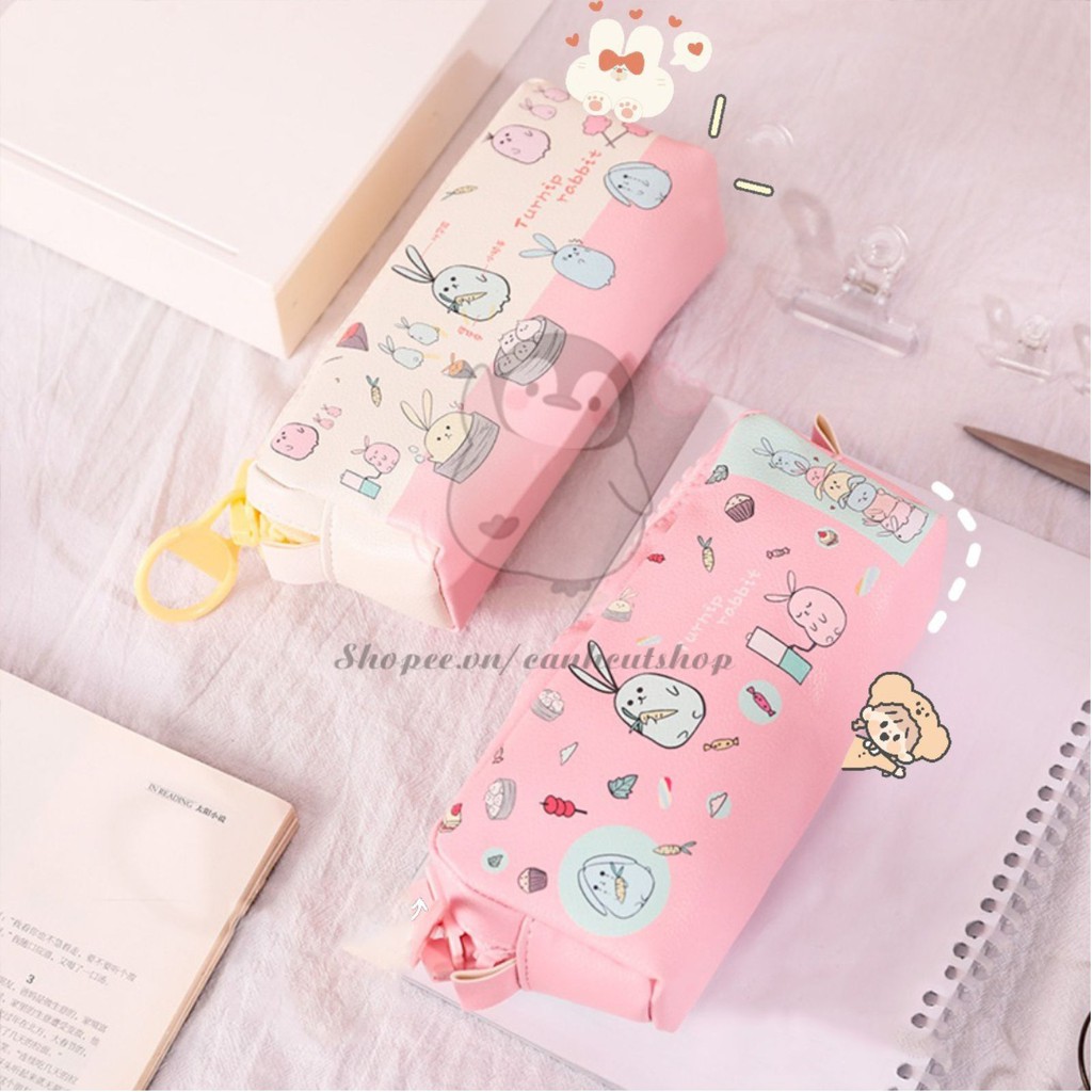 Hộp bút vải đẹp canvas hàn quốc - bóp viết khóa zip nhựa to cute hình chó Shiba dễ thương, túi đựng bút đã năng