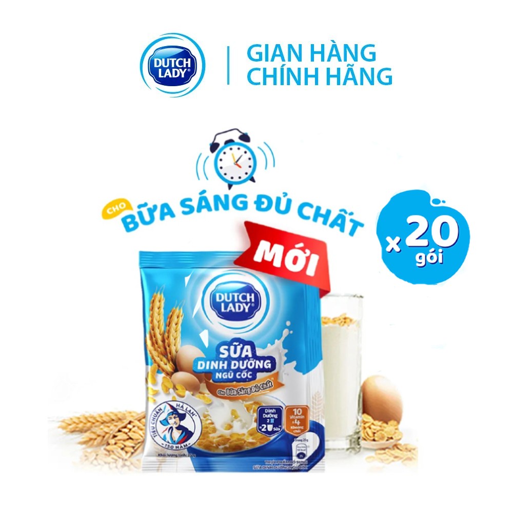 Combo 20 Gói Sữa Dinh Dưỡng Ngũ Cốc Dutch Lady Cô Gái Hà Lan 25g/gói – Cho bữa sáng đủ chất