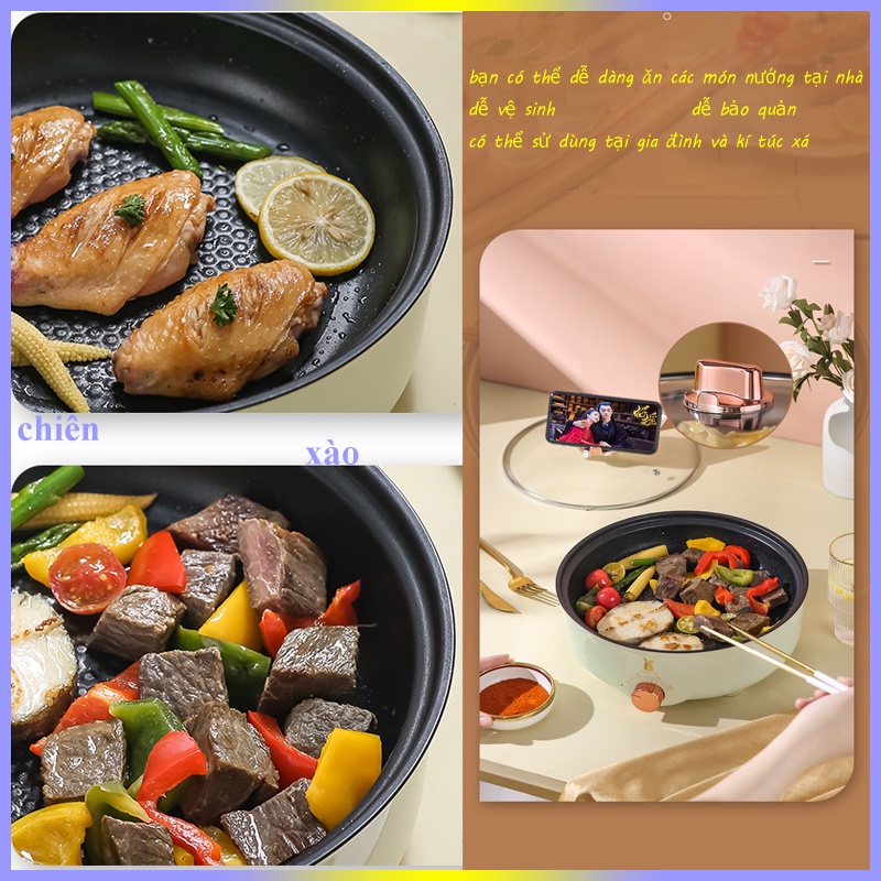 [sẵn hàng]Nồi lẩu nướng tròn 2in1 cao cấp, Lẩu nướng điện đa năng-cho gia đình 3-6 người