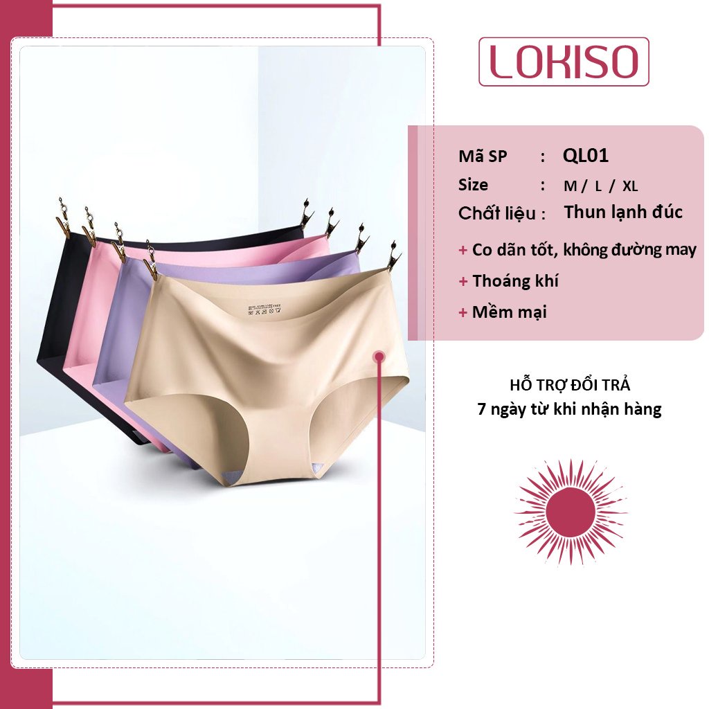 Quần lót nữ cao cấp thun lạnh cotton trơn đúc su không viền sexy LOKISO QL01