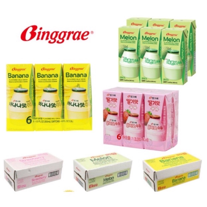 Thùng 24 hộp Sữa Binggrae hoa quả Hàn Quốc chính hãng hộp 200ml