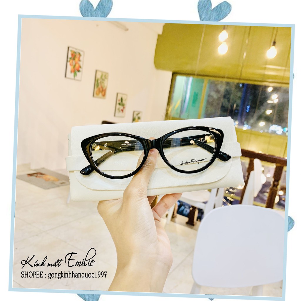 Gọng kính mắt mèo ⚡𝑭𝑹𝑬𝑬𝑺𝑯𝑰𝑷⚡ nhựa nhiều màu bản dày Kính mắt Emilie phụ kiện thời trang Mẫu 3