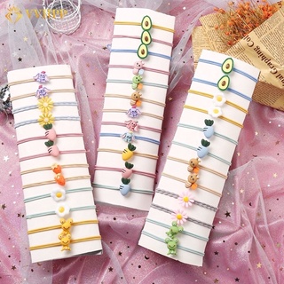 Dây buộc tóc dễ thương nhiều màu sắc hình quả bơ/ con ong/quả dâu/ con voi