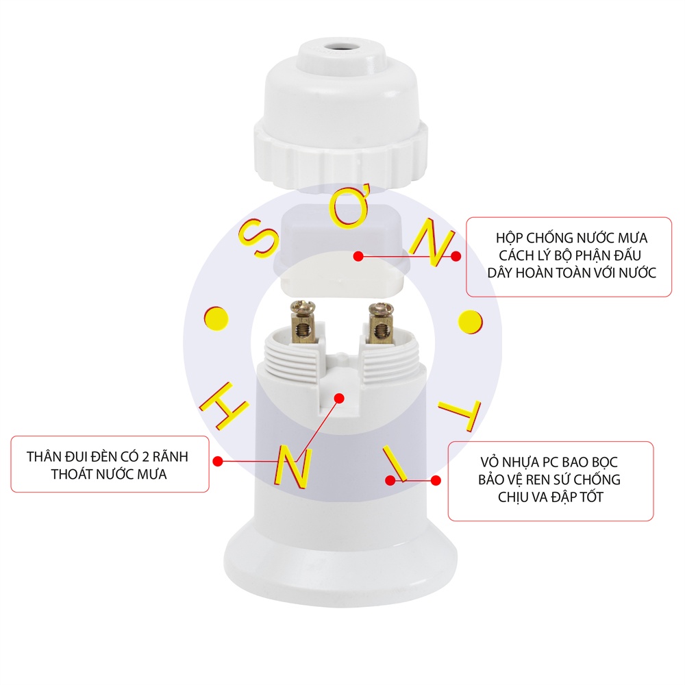 ĐUI ĐÈN đuôi CÔNG SUẤT CAO CHỐNG BÃO E27 SOPOKA ĐB500W